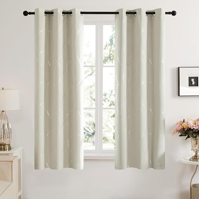 Deconovo Curtains for Living Room, Pattern Blackout Curtains 63 Inches Long | - Image 2