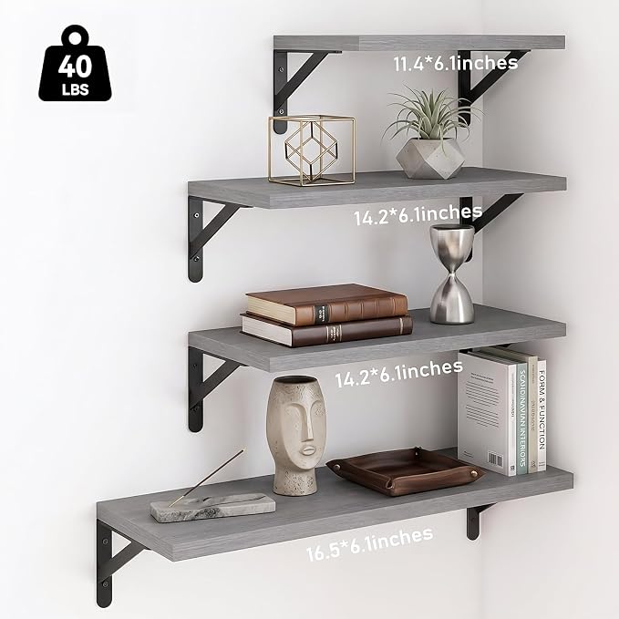 YGEOMER 4 Different Sizes Floating Shelves - Image 3