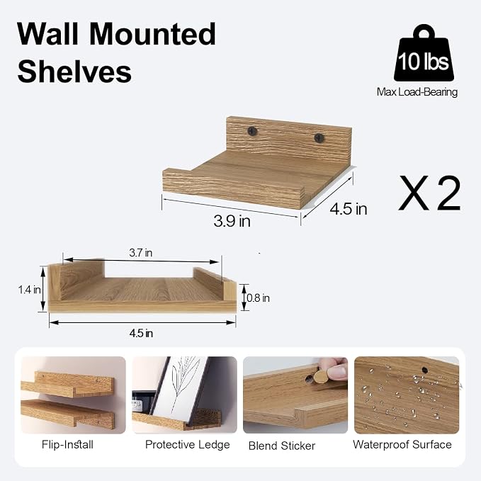 Small Oak Floating Shelves for Wall, Shelf - Image 3