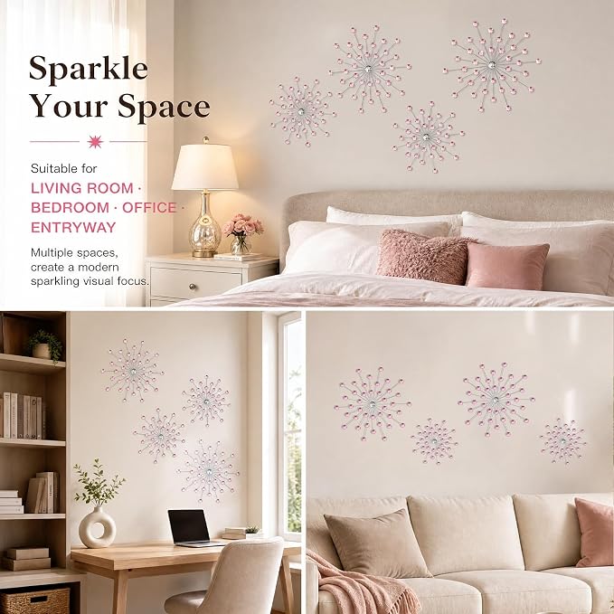 ZEXUIRU 4 Set Silver Starburst Wall Art - Image 6