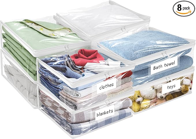 Plastic Storage Bags with Easy-Glide Zipper, Durable Clear Vinyl Zippered by Kikerike