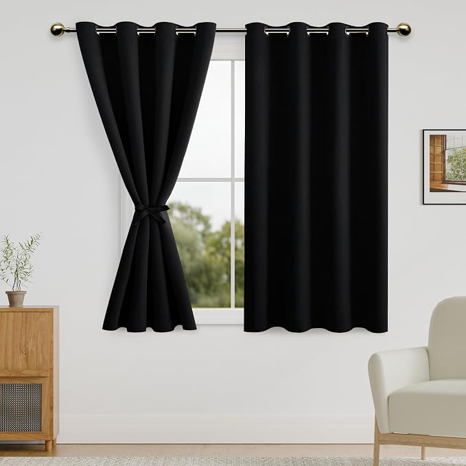 DWCN Black Blackout Curtains for Bedroom by DWCN