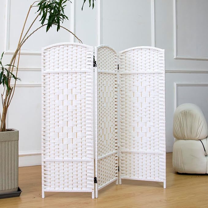 3 Panel Rattan Divider Short Room Partition Screen, Double Sided Folding Divider - Image 5