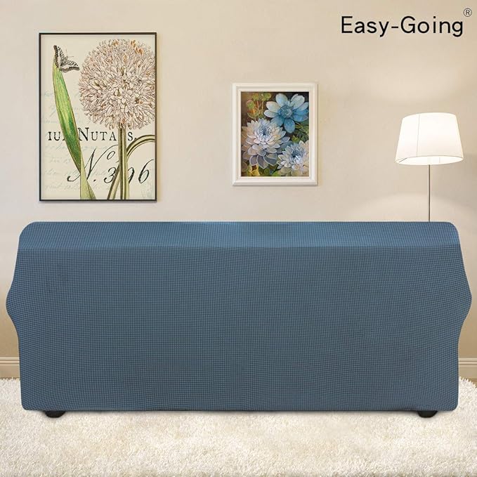Easy-Going Stretch Sofa Slipcover 1-Piece Sofa Cover Furniture Protector Couch Soft with Elastic Bottom for Kids, Polyester Spandex Jacquard Fabric Small Checks (Sofa, Bluestone)