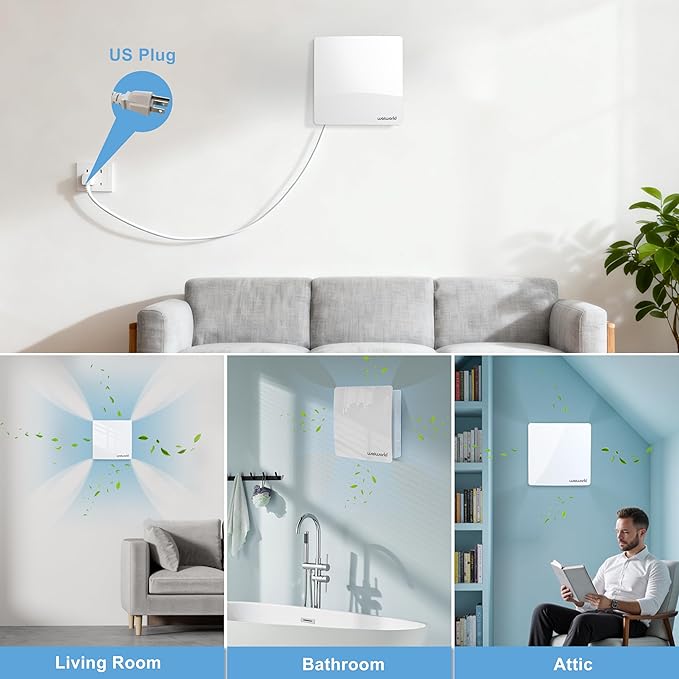 Weiworld Through the Wall HEPA Ventilation Fan- Ultra Quiet EC Motor Wall Vent Fan with WiFi/Remote Control, Brings Fresh Air In and Exhausts Stale Air Out for Bedroom, Basement, Attic