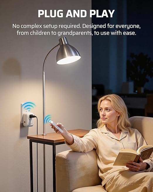 DEWENWILS Wireless Remote Wall Switch and Outlet, No Wiring, On Off Power Plug, Expandable Remote Control Outlet Light Switch, 100Ft RF Range