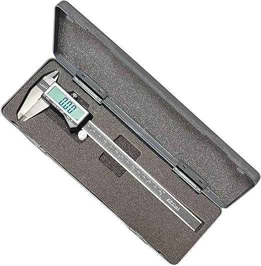 iGAGING EZCal Digital Caliper 0-8"/200 mm - IP54 Electronic Caliper with Extra-Large LCD Display - Quick & Accurate Measurements in Inch, Metric, & Fraction Modes - Includes Case, Manual, & Battery