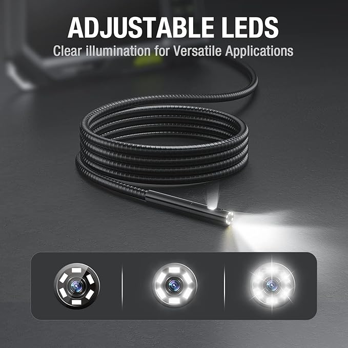 Dual Lens Endoscope with 5" Monitor, Teslong NTS500 Industrial Waterproof Borescope Inspection Camera with 0.21in Front & Side-View Double Lens with 9.8FT Probe, 5-Inch IPS LCD Screen & Case