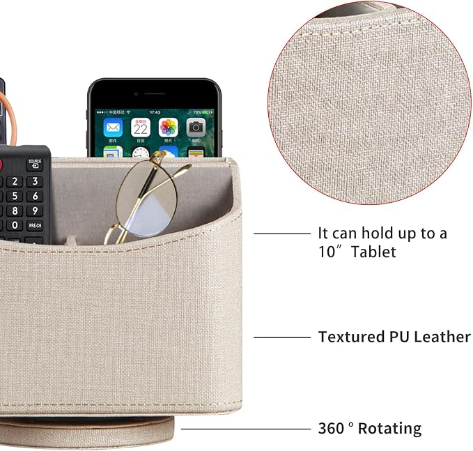 YAPISHI Gold flower pattern Leather Remote Control Holder, 360 Degree Spinning - Image 4