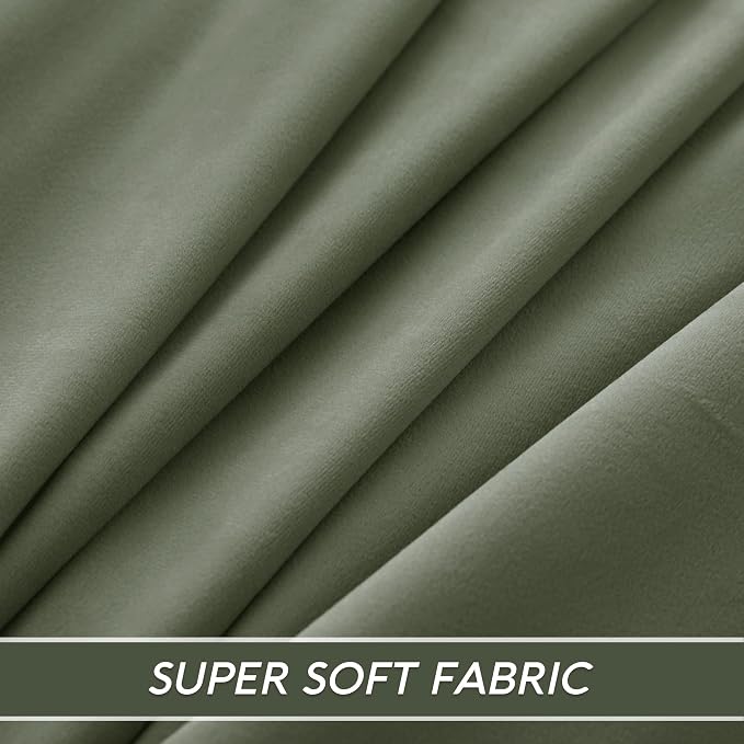 RYB HOME Sage Green Velvet Blackout Curtains 84 inches, Room Darkening Thermal - Image 6