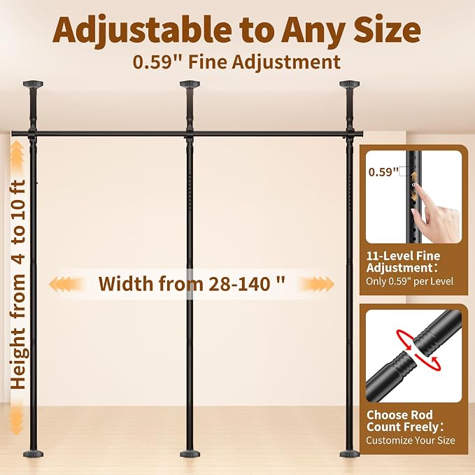 Room Divider for Room Separation, 4-10ft 28-140inch Adjustable Temporary - Image 2