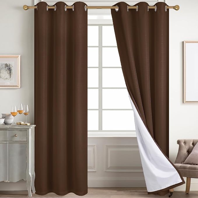Diraysid 100% Blackout Curtains Chocolate Brown Linen Curtains by Diraysid%2C+refresh+your+life