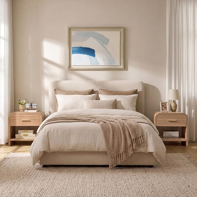 Night Stand, 1-Drawer and 1 Storage Shelf | Nightstand 24" H Metal Handle - Image 3