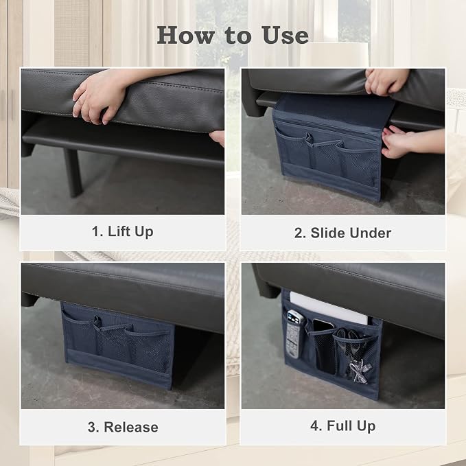 Surblue Bedside Caddy 4 Pockets Bedside Storage Organizer - Image 6