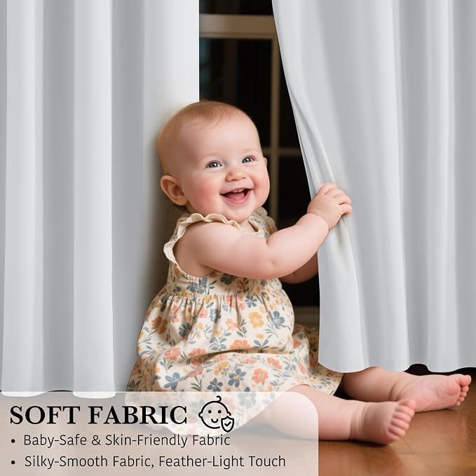 RYB HOME White 100% Blackout Curtains - Image 7