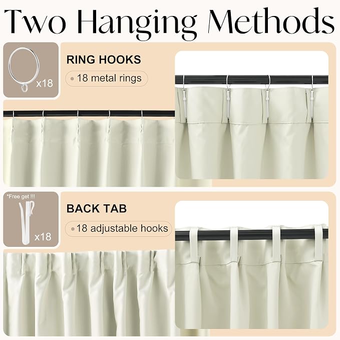 Etherealveil Birch White Pinch Pleated Blackout Curtains 2 Panels 60"x95" | - Image 6