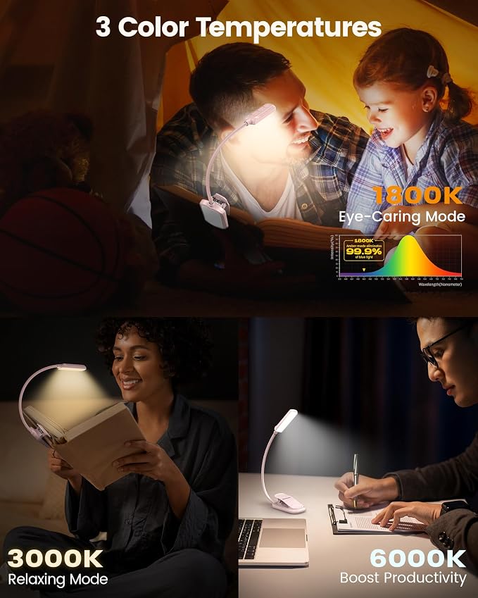 Glocusent 13 LED Book Lights for Reading at Night, Gifts for Book Lovers | - Image 4