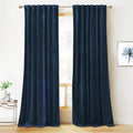 RYB HOME Navy Blue Velvet Blackout Curtains 96 inches Bedroom Living Room | by RYBHOME
