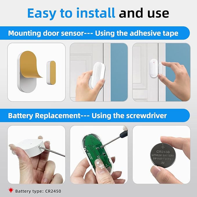 Wireless Door Chime, Daytech Door Sensor Alarm with 5 Volume for Bussiness Store Office Home When Entering, Door Ring Bell Alert 3 Transmittlers + 3 Receivers