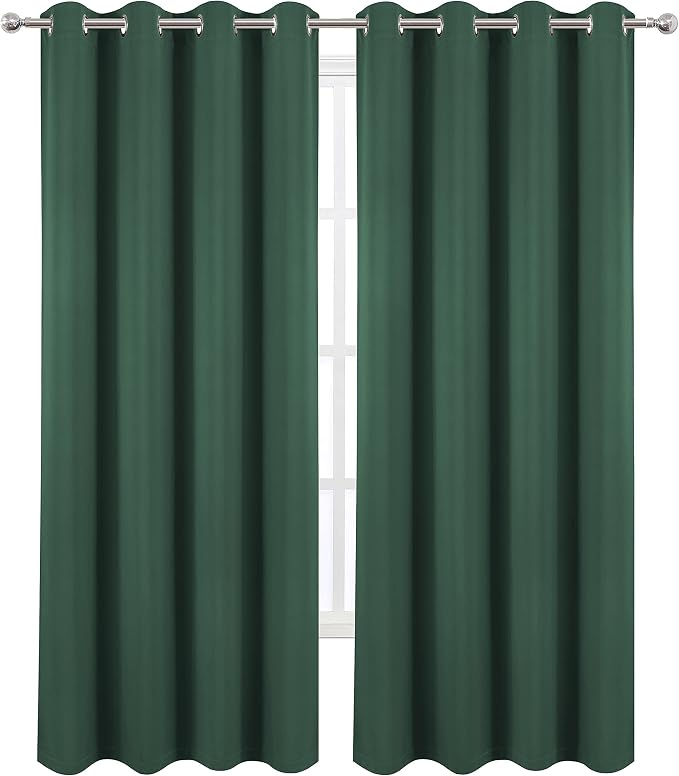 100% Blackout Curtains 52 x 95 Inch/Dark Green Curtains 2 Panels - Image 2