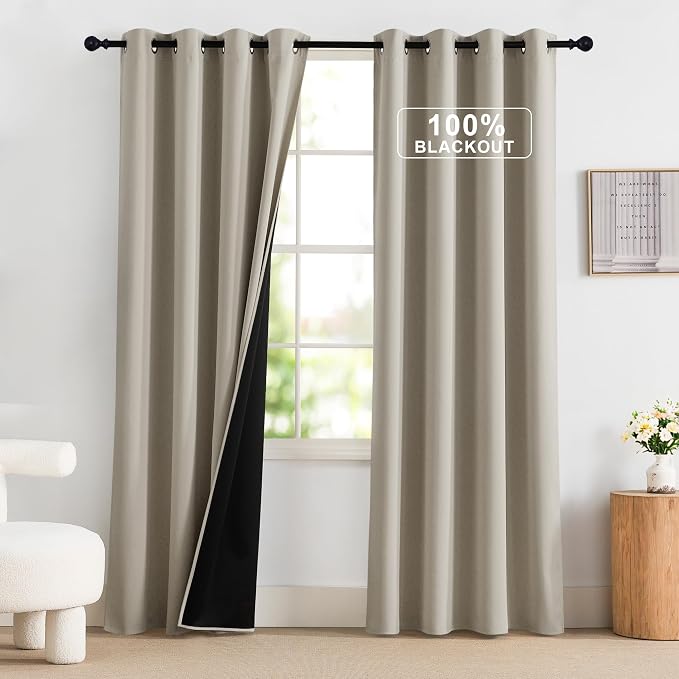 NICETOWN 100% Blackout Curtains 52 x 84 inches Long, Farmhouse Curtains Set of by NICETOWN