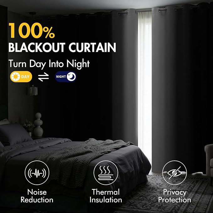 MIULEE Grey and Greyish White Ombre Blackout Curtains 52Wx90L Set of 2 | Full - Image 5