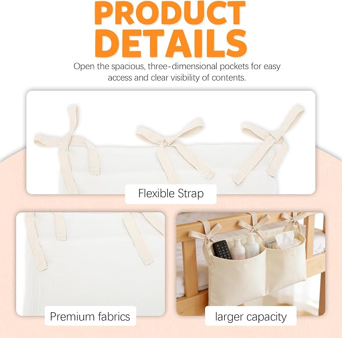 2 Pieces Solid ColorBedside Caddy - Image 5