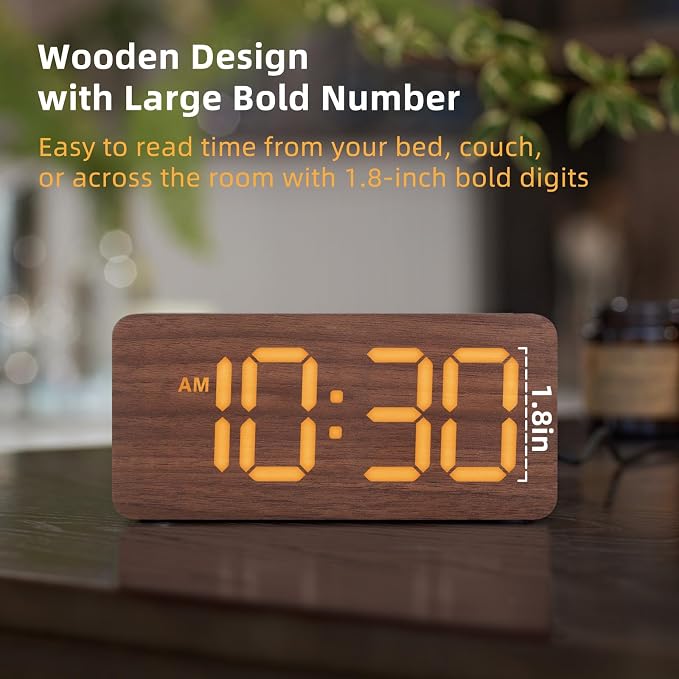 uscce Wooden Digital Alarm Clocks - Image 2