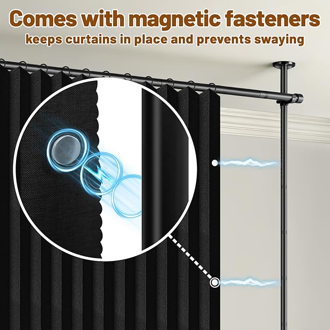 AJAZZ Room Divider Curtain+ Tension Curtain Rod No Drilling 43-120× 35-100 in - Image 7