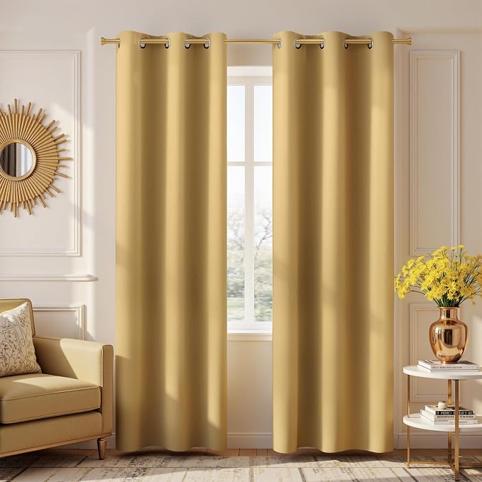 KOUFALL Gold Luxury Blackout Curtains by KOUFALL