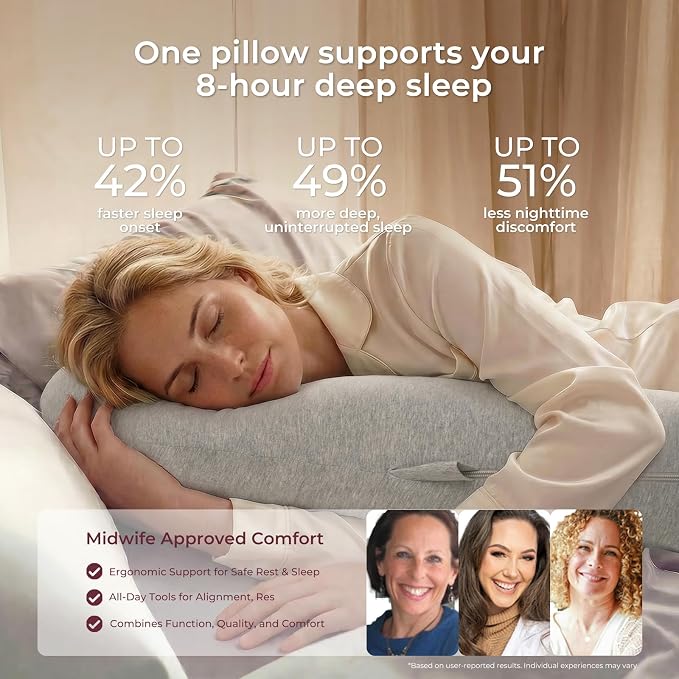 Momcozy J Shaped Pregnancy Pillow, Maternity Body Pillow - Image 3