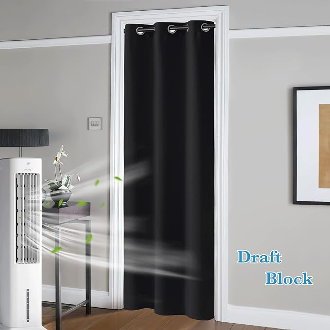 RYB HOME Blackout Curtains Thermal Insulating Privacy Temporary Door Curtains - Image 3
