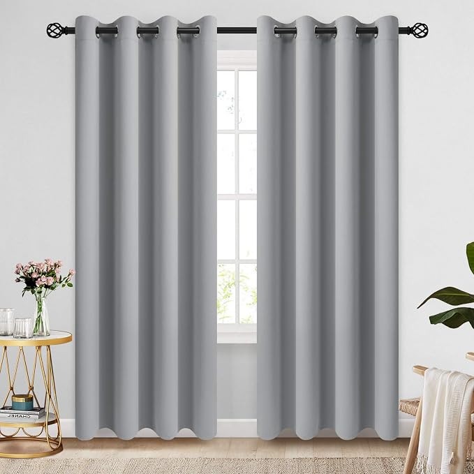 COSVIYA Grommet Room Darkening Light Grey Curtains 84 inch Long by COSVIYA