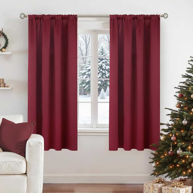 BGment Burgundy Blackout Curtains 63 Inch Length by BGment