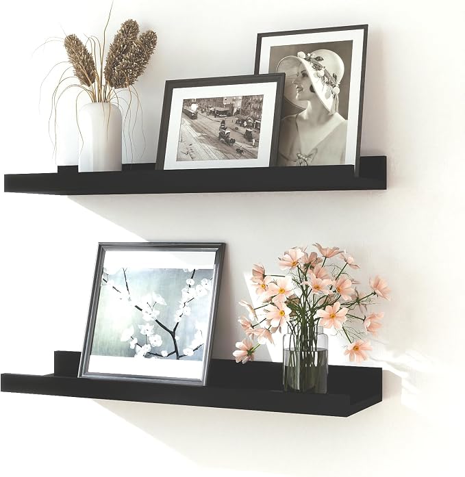 Black Floating Shelves for Wall Decor, 16 in Shelf by Unknown