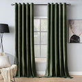 MIULEE Velvet Curtains Olive Green 66 x 96 Inch Length Set of 2 | Grommet Drapes by MIULEE