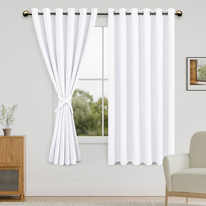 DWCN White Room Darkening Curtains 63 inch Long by DWCN