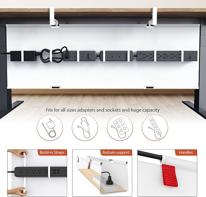 Univivi No Drill Under Desk Cable Management Tray, 48 inch Cable Management | - Image 2