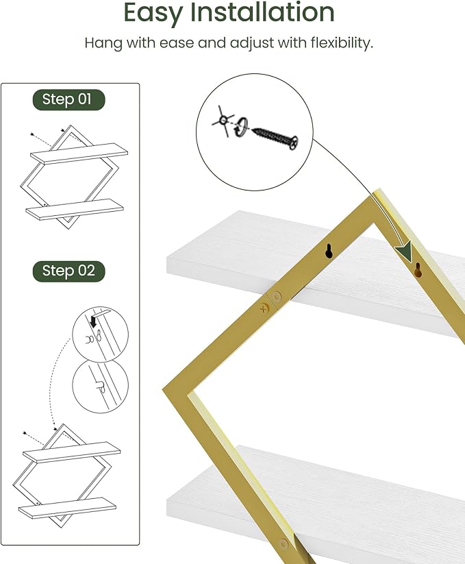 Floating Shelves for Wall, 2-Tier Hanging Shelves, for Living Room - Image 4