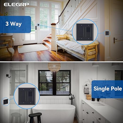 ELEGRP Digital Dimmer Light Switch for 300W Dimmable LED/CFL Lights and 600W Incandescent/Halogen, Single Pole/3-Way LED Slide Dimmer Light Switch, Wall Plate Included, UL Listed, 3 Pack, Matte Black