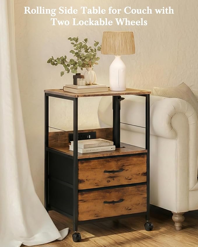 Faesun Swivel Lift Top Nightstand - Image 8