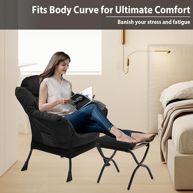 Youtanic Lazy Chair with Folding Ottoman, Accent Chair Velvet Upholstered with - Image 5