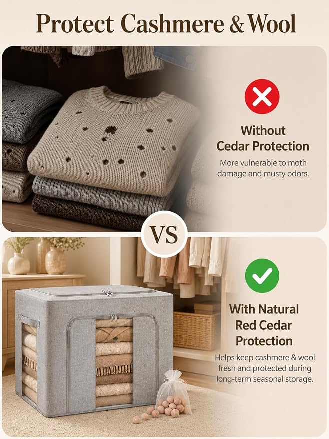 punemi 50L Cashmere Sweater Storage Bags, 2 Pack, Steel Frame, Stackable Design - Image 6