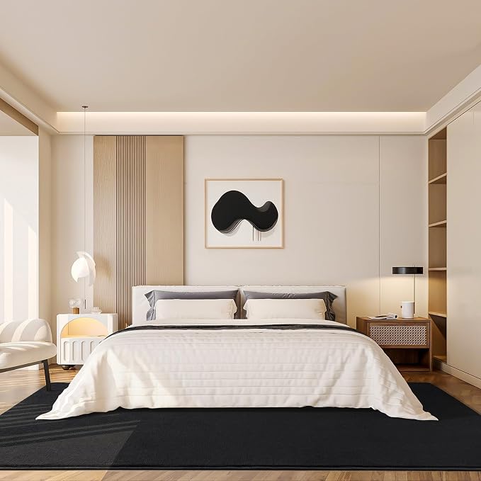 Modern Area Rugs for Bedroom Living Room, 4x6 Black Memory Foam Rug | Thickened - Image 7