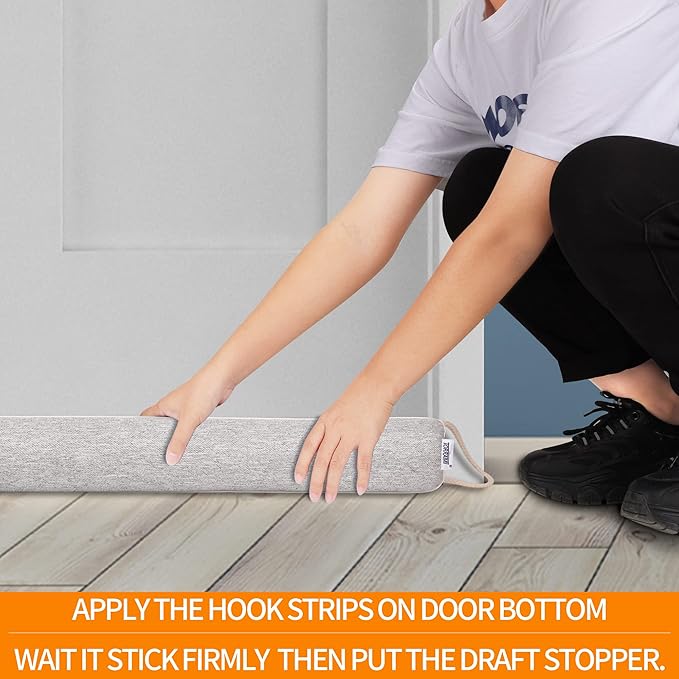 TORRAMI 36" Door Draft Stopper Under Bottom Insulation Noise Air Stopper 2.1LB,Wind Proof Guard Seal for Doors and Windows - Light Gray