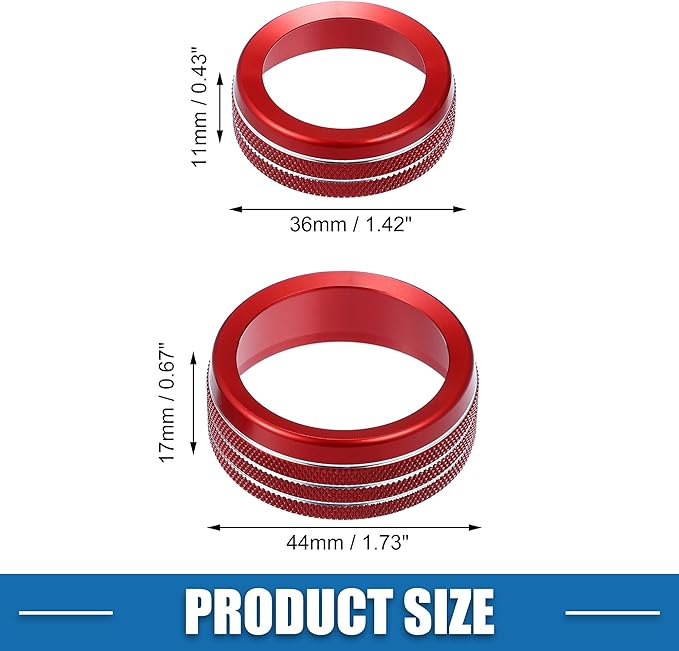 A ABSOPRO AC Knobs Decals AC Radio Switch Knob Cover for Dodge Durango 2014-2020 for Jeep Cherokee Grand Cherokee 2014-2021 Red (Set of 3)