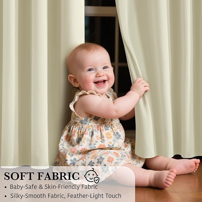 RYB HOME 100% Blackout Bedroom Curtains, Thermal Insulated Curtains | Heat & UV - Image 7