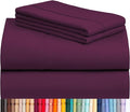 LuxClub 4 PC California King Sheet Set, Deep Pockets Wrinkle Free Cooling Bed Sheets Hotel Bedding for Women, Men, Includes 1 Fitted Sheet, 1 Flat Sheet and 2 Pillowcases-Soft Eggplant
