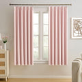 Pinch Pleated Pink Blackout Curtains Short 2 Panels Set 45 Inch Length by KEQIAOSUOCAI