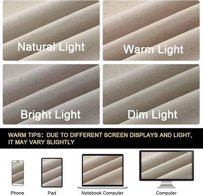 PrinceDeco 100% Blackout Curtains 84 Inches Length 2 Panels Set Blackout Linen Curtains with Thermal Insulated White Liner Anti-Rust Grommet Drapes Privacy Protection,W42 X L84,Cobblestone